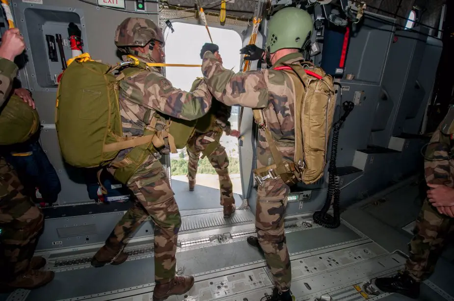 French Airbus A400M Atlas cleared to drop paratroopers through side doors 2
