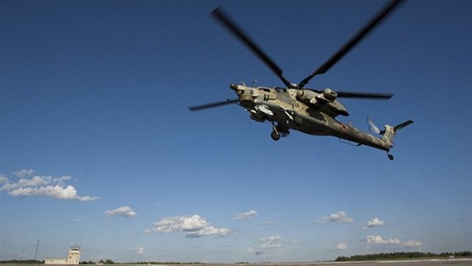 Russian helicopters in tactical drills