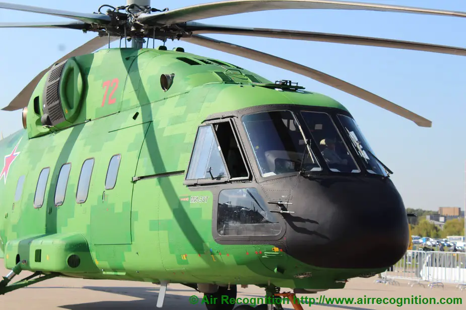 MAKS 2019 Mi 38T transport helicopter on the static display and in the air