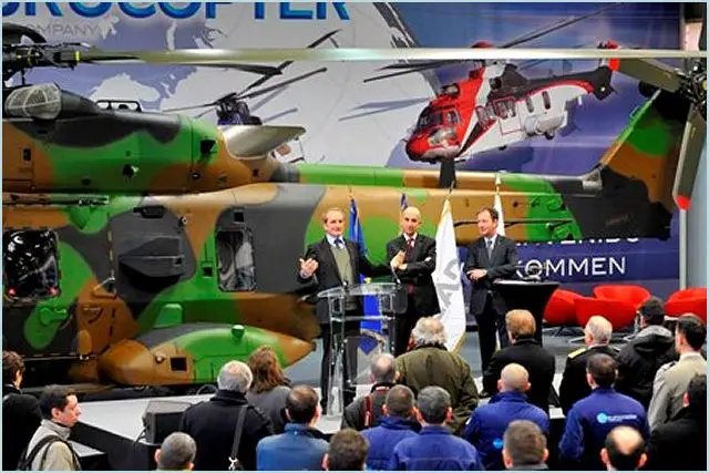 During a visit by the French Defense Minister Gérard Longuet to its facilities in Marignane, Eurocopter officially delivered the first NH90 Tactical Transport Helicopter (TTH) qualified in its final operational configuration to the French armament procurement agency today.