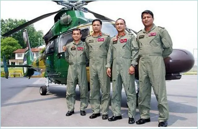 From left to right: 1. Lieutenant Colonel Md Saidur Rahman 2. Colonel Alamgir Hossain 3. Brigadier General Abdullah-Al-Azhar 4. Lieutenant Colonel Muhammad Hasan Imam Farazi (© Copyright Eurocopter South East Asia, Photographer : Kiw Hui Bin). 