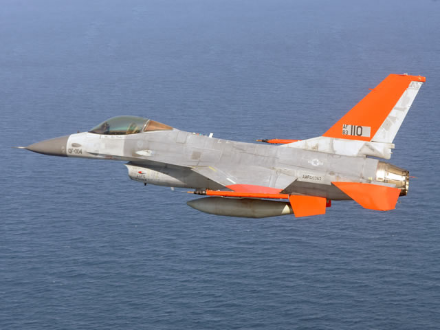 Boeing and the U.S. Air Force have completed the first unmanned QF-16 Full Scale Aerial Target flight, demonstrating the next generation of combat training and testing.The QF-16 is intended to be used as target practice to give a chance to pilots to fire some live AAM (Air to Air Missile). QF-16 drones are replacing the older QF-4 (based on F-4 phantom) drones which are to be retired in 2015.