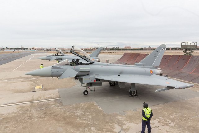 Spanish Air Force receives first two Eurofighter Typhoons in P1Eb FW standard 640 001
