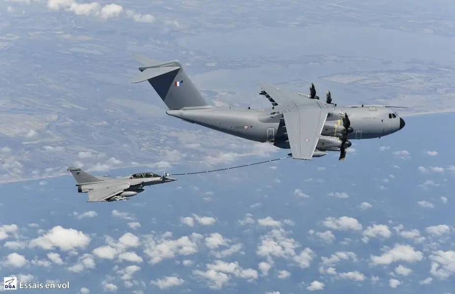 French Air Force A400M airlifter successfully complete aerial refuelling test campaign with Rafale fighter
