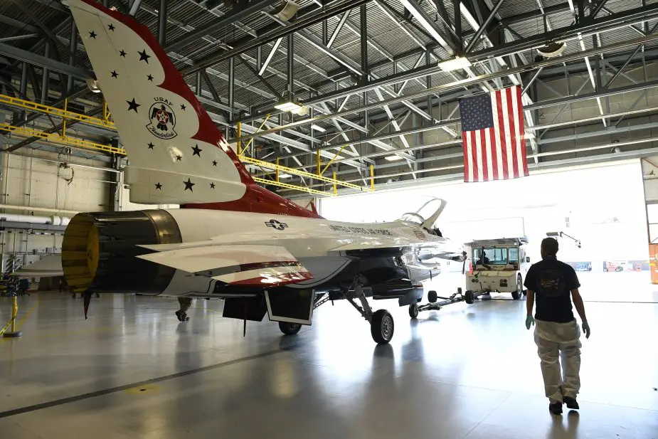 USAF F 16 SLEP program reaches milestone as first aircraft rolls off shop floor 001