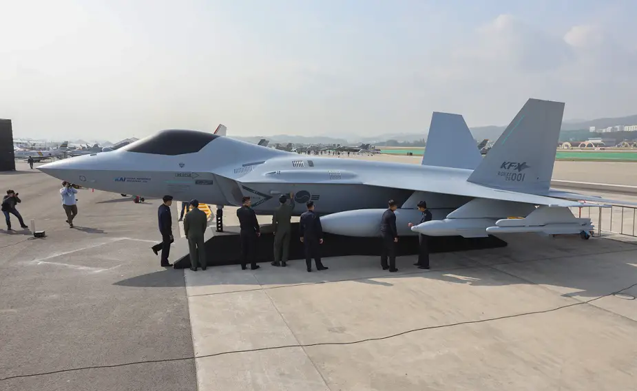 Korea Aerospace Industries unveils a full sized mock up of KF X fighter 01