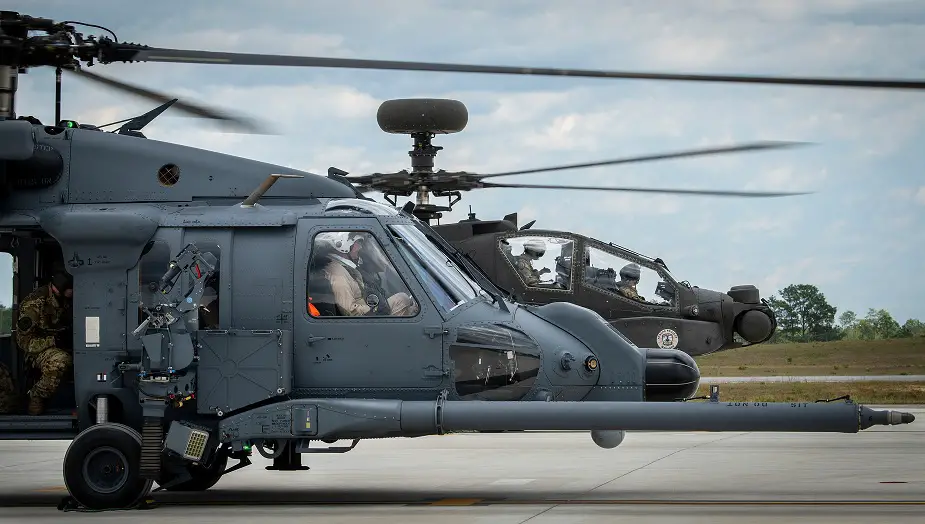 Jolly Green II and Apache helicopters complete joint test mission 01