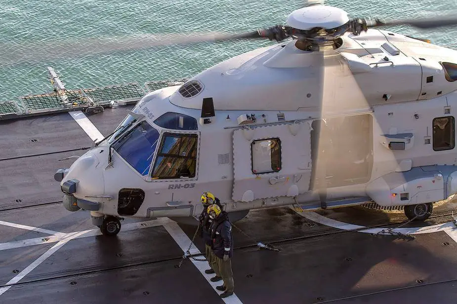 NH90 NFH naval helicopter deployed from Belgian frigate with Standing NATO Maritime Group 1 2