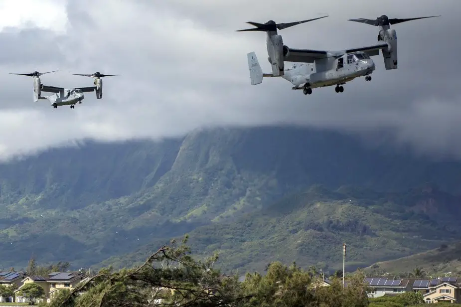 MV 22B Ospreys arrive at Marine Corps Base Hawaii May 11 2019