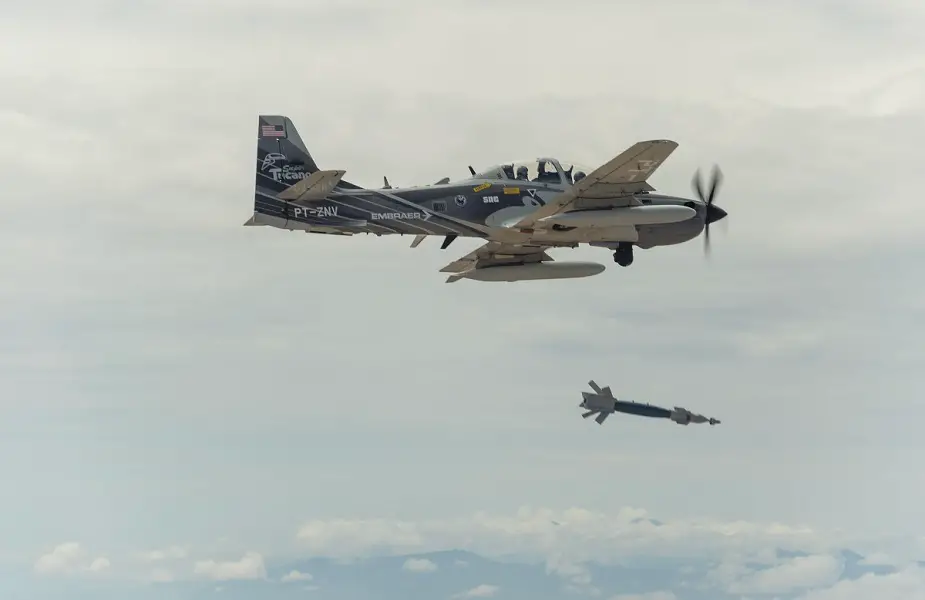 Afghanistan A29 Super Tucano carries laser guided bomb for precision strikes