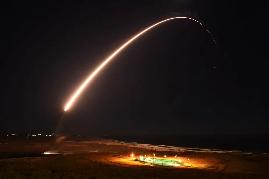 Test launch of US Air Force Global Strike Command unarmed Minuteman III intercontinental ballistic missile
