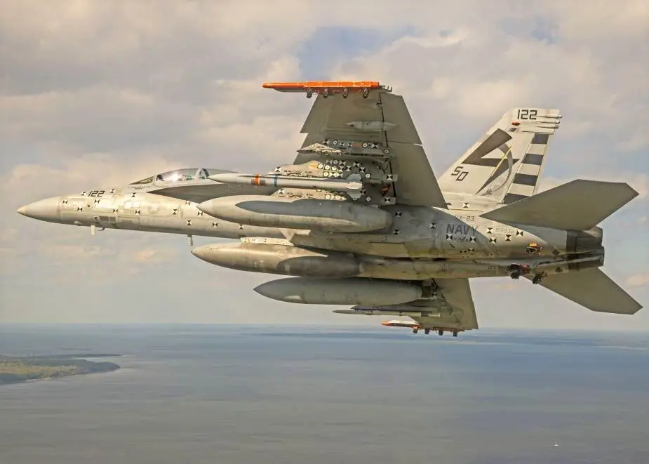 US Navy FA 18 Super Hornet completes flight with AARGM ER missile