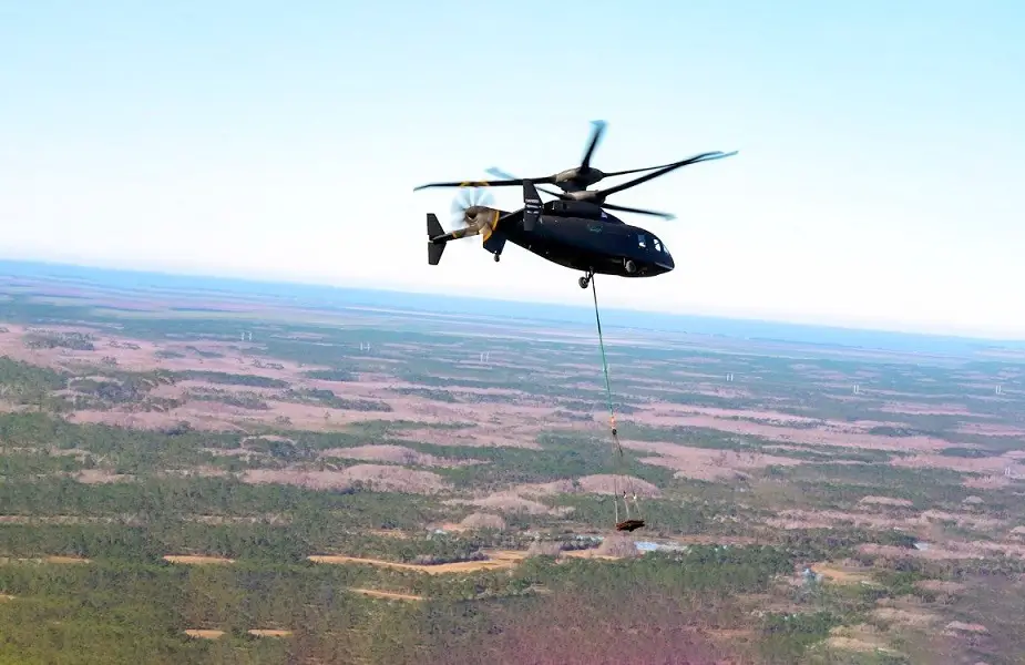 DEFIANT helicopter slaloms lifts external loads and demos single engine capability 01