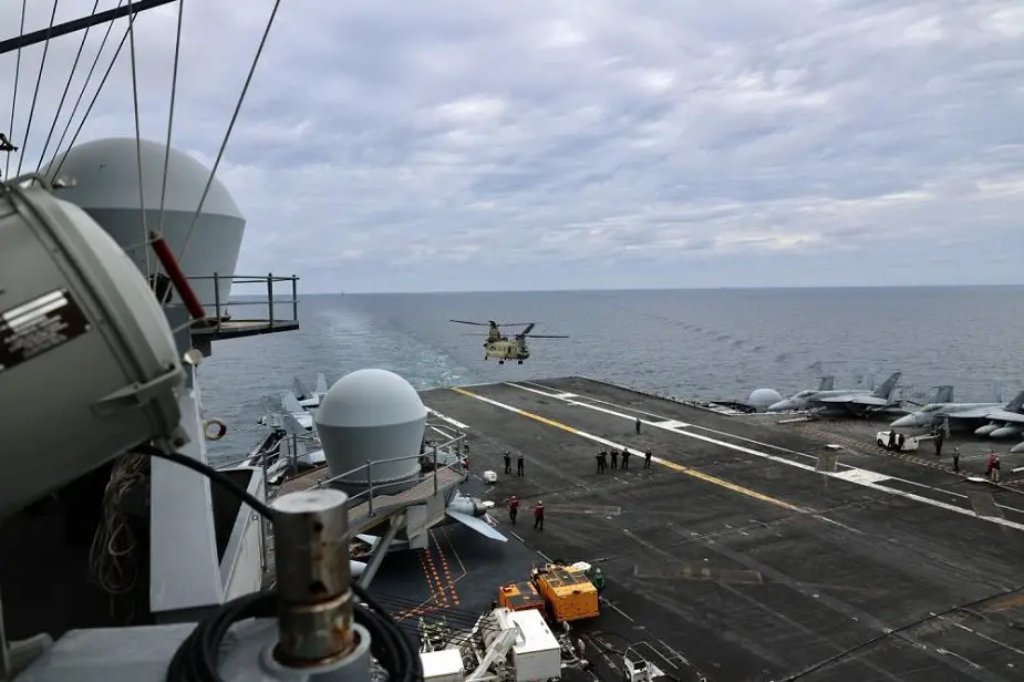 US Army Chinooks conduct deck landings on USS Ronald Reagan 03